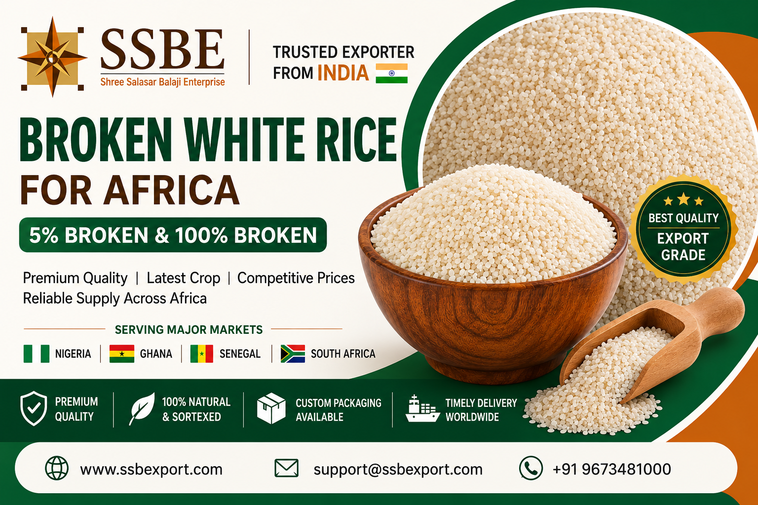 Broken White Rice for Africa
