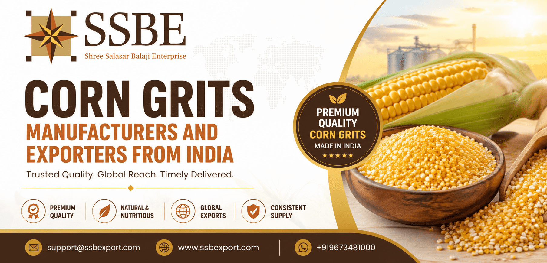 Corn Grits Manufacturers and Exporters from India